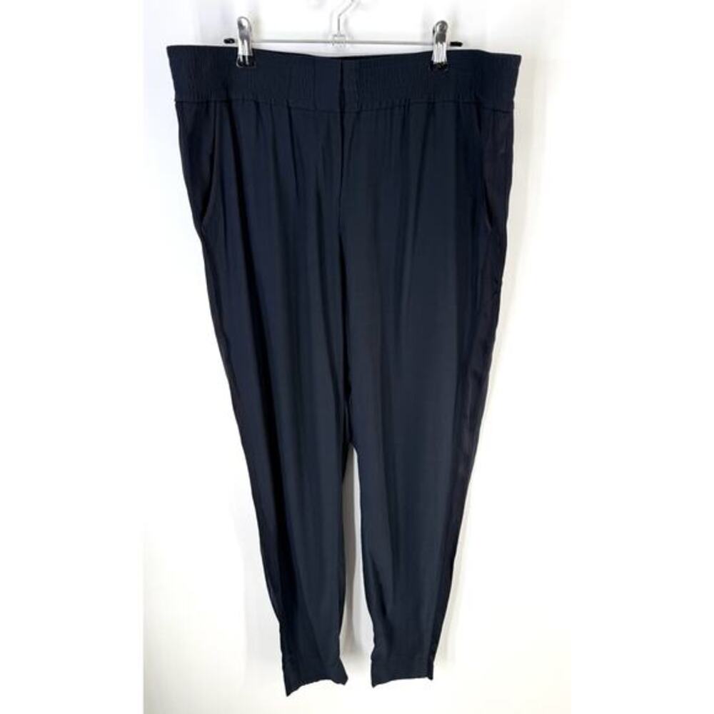 Ann‎ Taylor Loft Tuxedo Style Jogger Pants Satin Trim Navy Blue Medium Office